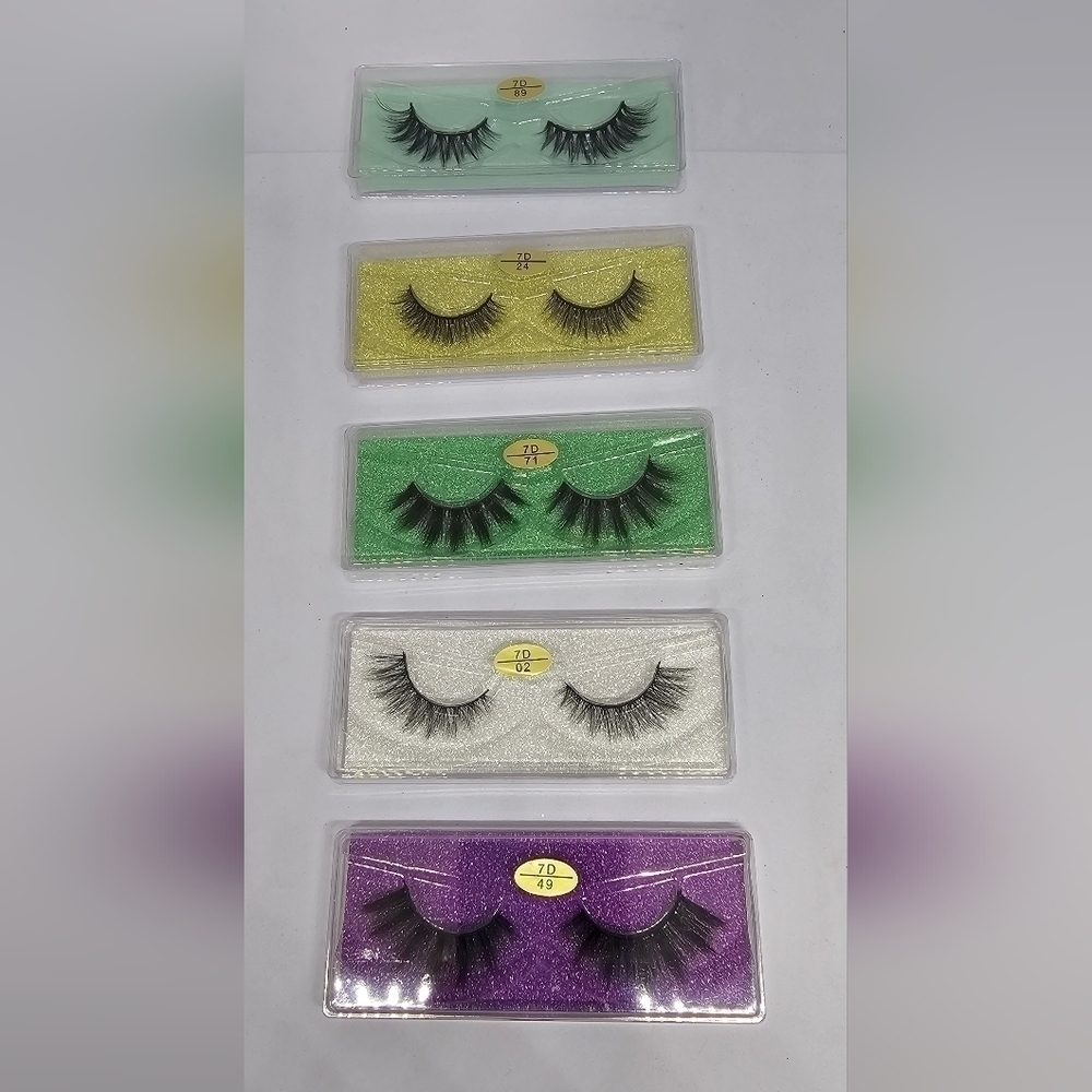 5-pair mix set false eye lashes with pink eyelash tweezers